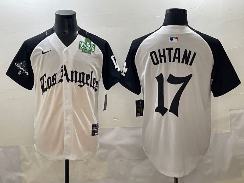 Men 2025 Los Angeles Dodgers #17 Ohtani White black Five generations Joint Name Nike MLB Jersey style 5263